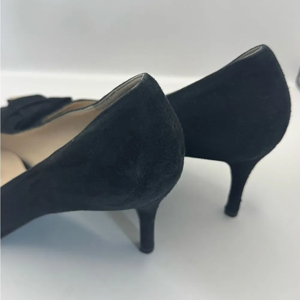 Cole Haan Signature Women’s Size 8 Ina Bow Pumps Black‎ Suede Pointed Toe